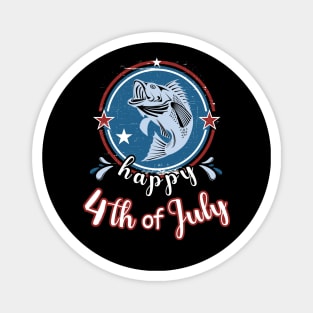 Happy 4Th of July Funny Fish Retro Magnet